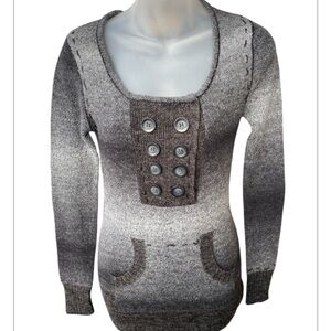 BKE two tone grey and black sweater size small wool blend the buckle